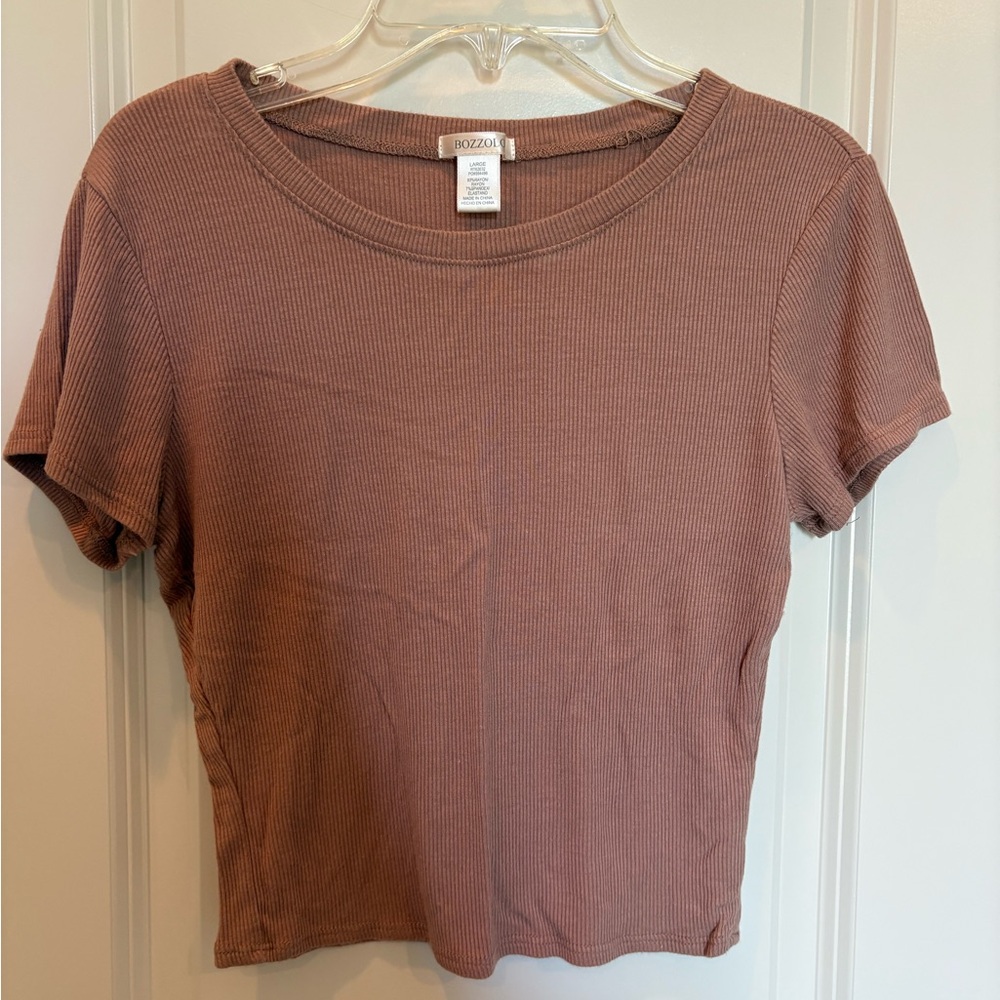Women's Brown Ribbed Crop Top